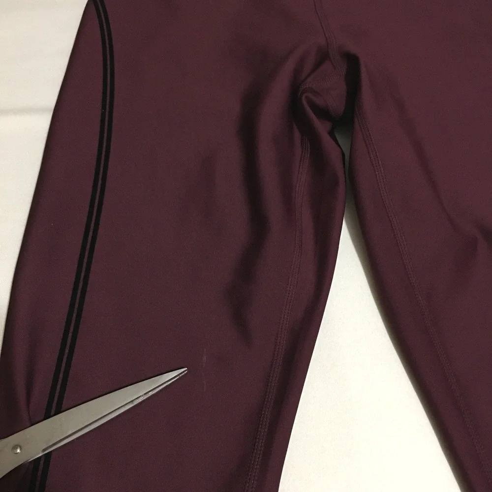 Alo Yoga Leggings Women Medium Burgundy Side Stripe Athletic
